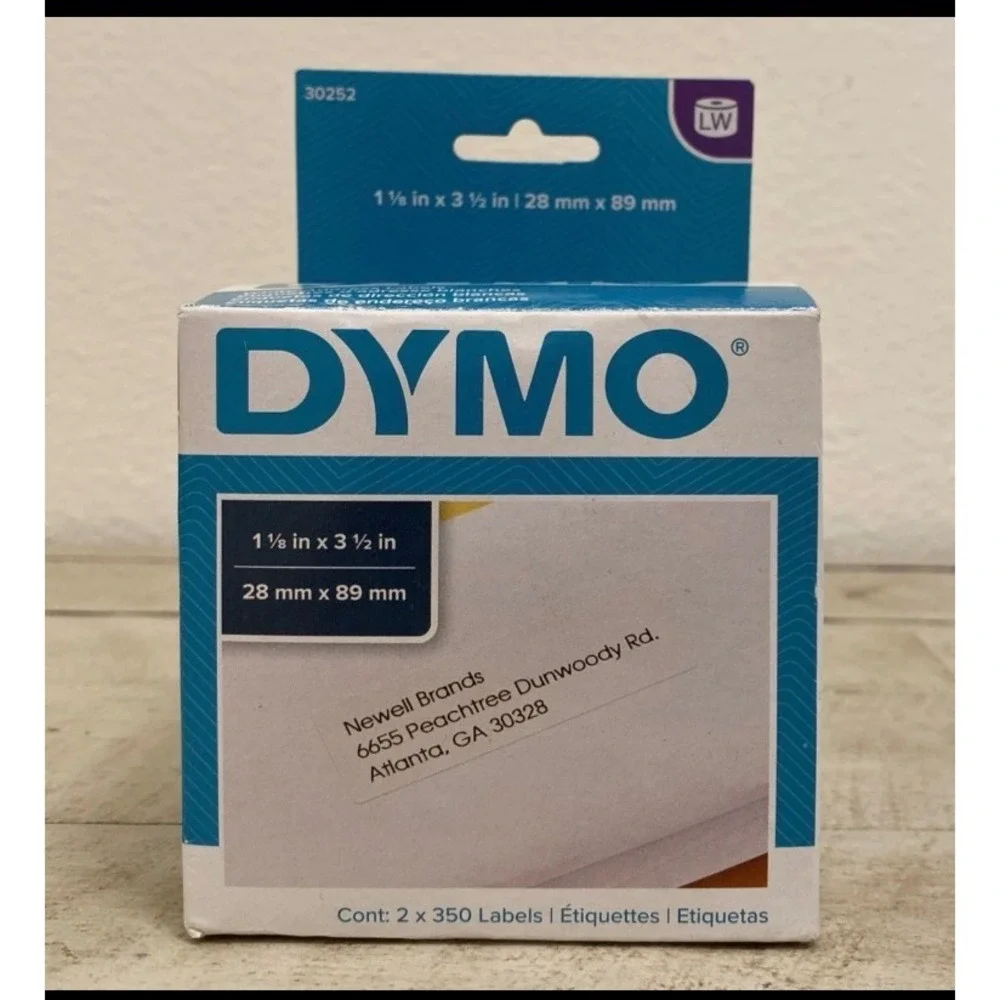 DYMO White Address Labels 30252, 350 X 2 Rolls Labels 1-1/8in X 3-1/2 Inch